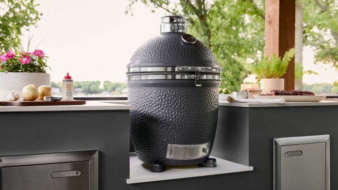 Lynx Kamado Grill in Matte Gray - Built In an Outdoor Kitchen