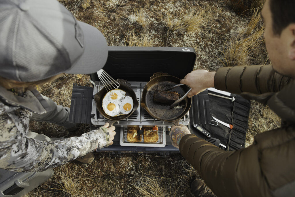 YETI Cast Iron Skillets on a Camp Stove