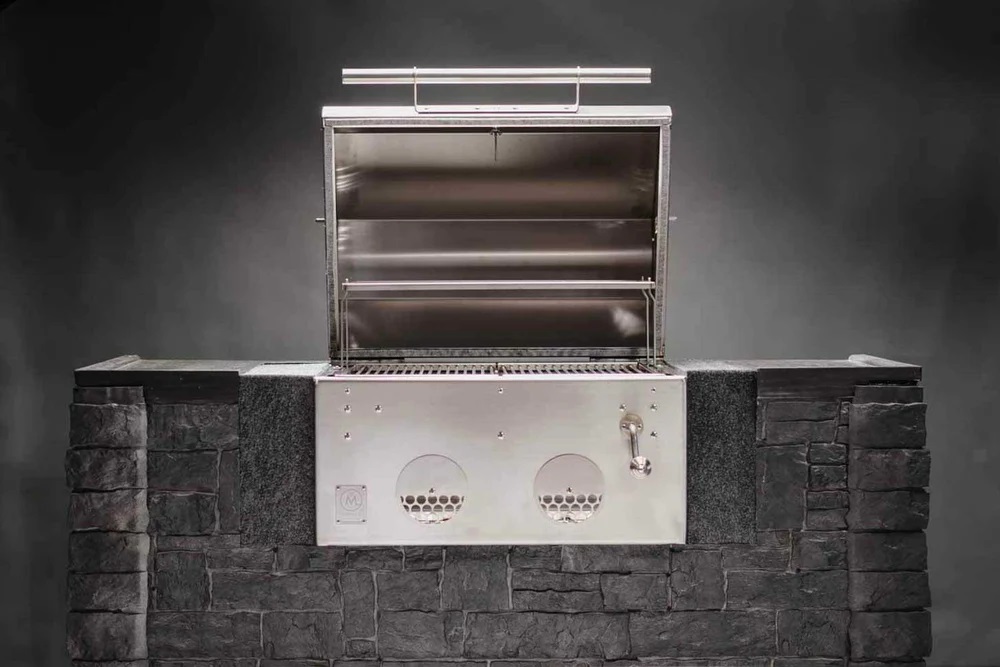 M Grills B24 Built-In Charcoal Grill - Lid Open