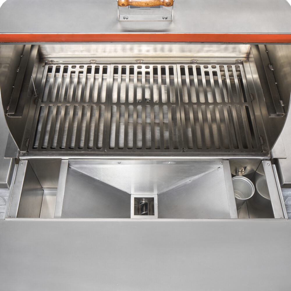 Pitts & Spitts Built-In Pellet Grill Lid Open Close-Up