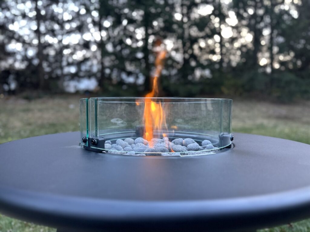 TIKI Gas Fire Pit with Table and Glass Surround