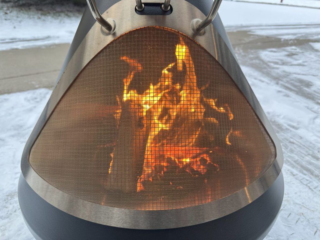 Burning Logs in the TIKI Chiminea with the Screen Down